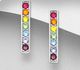 Sparkle by 7K - 925 Sterling Silver Bar Push-Back Earrings, Decorated with Various Fine Austrian Crystal, Crystal Colors may Vary.