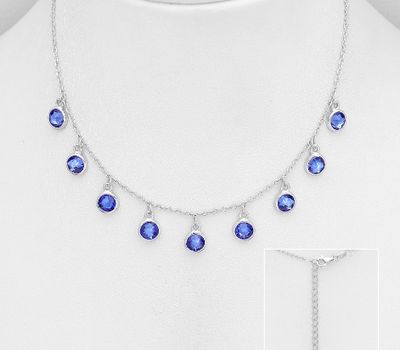 Sparkle by 7K - 925 Sterling Silver Necklace, Decorated with Various Verifiable Fine Austrian Crystals