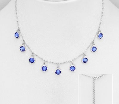 Şəkli böyütmək üçün tiklayın Sparkle by 7K - 925 Sterling Silver Necklace, Decorated with Various Verifiable Fine Austrian Crystals