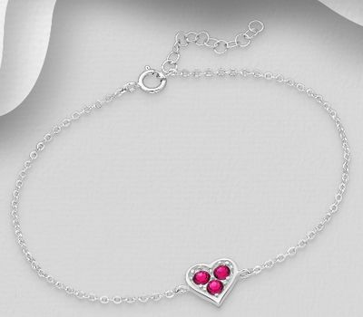 Sparkle by 7K - 925 Sterling Silver Heart Bracelet, Decorated with Various Fine Austrian Crystals