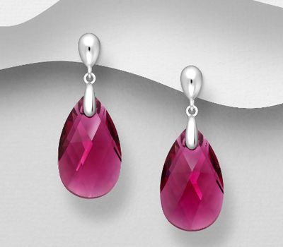 Malın səhifəsinə keç Sparkle by 7K - 925 Sterling Silver Push-Back Earrings Decorated with Fine Austrian Crystals
