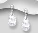 Sparkle by 7K - 925 Sterling Silver Push-Back Earrings Decorated with Fine Austrian Crystals