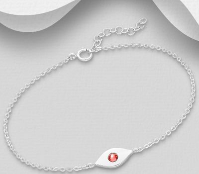 Şəkli böyütmək üçün tiklayın Sparkle by 7K - 925 Sterling Silver Eye Bracelet, Decorated with Various Fine Austrian Crystals