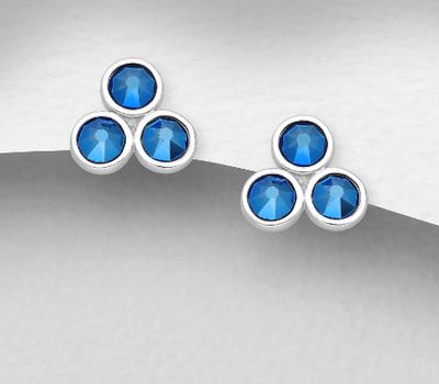 Şəkli böyütmək üçün tiklayın Sparkle by 7K - 925 Sterling Silver Push-Back Earrings, Decorated with Fine Austrian Crystal