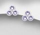 Sparkle by 7K - 925 Sterling Silver Push-Back Earrings, Decorated with Fine Austrian Crystal