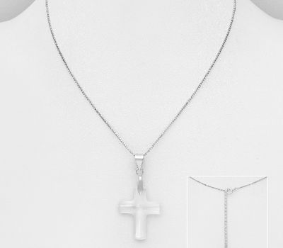 Şəkli böyütmək üçün tiklayın Sparkle by 7K - 925 Sterling Silver Cross Necklace Decorated with Fine Austrian Crystal
