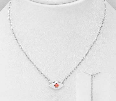 Sparkle by 7K - 925 Sterling Silver Eye Necklace, Decorated with Various Fine Austrian Crystals