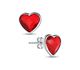 Sparkle by 7K - 925 Sterling Silver Heart Push-Back Earrings Decorated with Fine Austrian Crystals