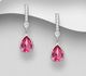 Sparkle by 7K - 925 Sterling Silver Push-Back Earrings Decorated with CZ Simulated Diamonds and Fine Austrian Crystals