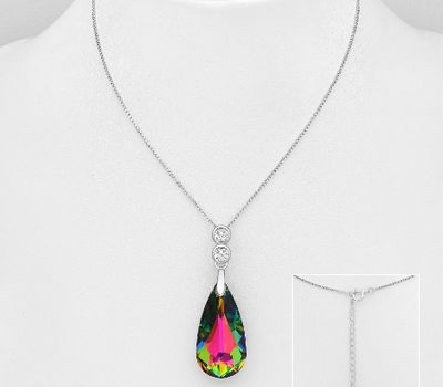 Şəkli böyütmək üçün tiklayın Sparkle by 7K - 925 Sterling Silver Necklace Decorated with CZ Simulated Diamonds and Fine Austrian Crystal