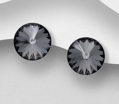 Şəkli böyütmək üçün tiklayın Sparkle by 7K - 925 Sterling Silver Push-Back Earrings Decorated with Fine Austrian Crystals