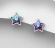 Sparkle by 7K - 925 Sterling Silver Star Push-Back Earrings Decorated with Fine Austrian Crystals