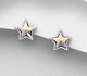 Sparkle by 7K - 925 Sterling Silver Star Push-Back Earrings Decorated with Fine Austrian Crystals