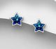 Sparkle by 7K - 925 Sterling Silver Star Push-Back Earrings Decorated with Fine Austrian Crystals
