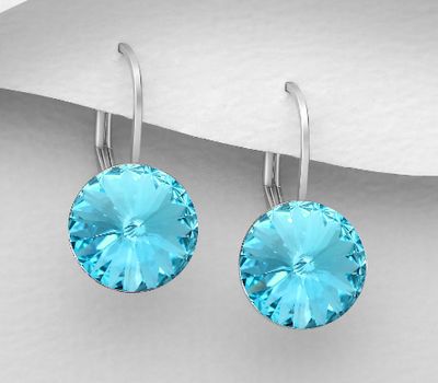 Malın səhifəsinə keç Sparkle by 7K - 925 Sterling Silver Lever Back Solitaire Earrings Decorated with Fine Austrian Crystal