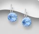 Sparkle by 7K - 925 Sterling Silver Lever Back Solitaire Earrings Decorated with Fine Austrian Crystal