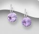 Sparkle by 7K - 925 Sterling Silver Lever Back Solitaire Earrings Decorated with Fine Austrian Crystal