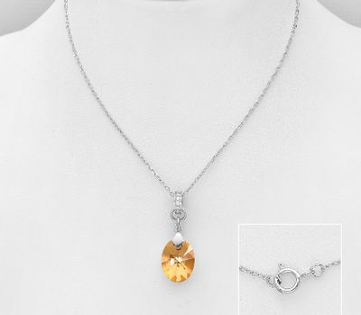 Şəkli böyütmək üçün tiklayın Sparkle by 7K - 925 Sterling Silver Necklace Decorated with CZ Simulated Diamonds and Fine Austrian Crystal