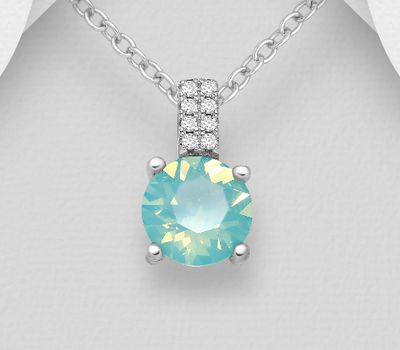 Şəkli böyütmək üçün tiklayın Sparkle by 7K - 925 Sterling Silver Pendant, Decorated with CZ Simulated Diamonds and Various Fine Austrian Crystal