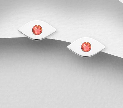 Şəkli böyütmək üçün tiklayın Sparkle by 7K - 925 Sterling Silver Push-Back Eye Earrings, Decorated with Various Fine Austrian Crystal
