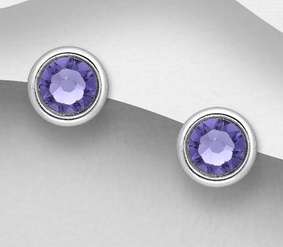 Malın səhifəsinə keç Sparkle by 7K - 925 Sterling Silver Push-Back Earrings Decorated with Fine Austrian Crystals