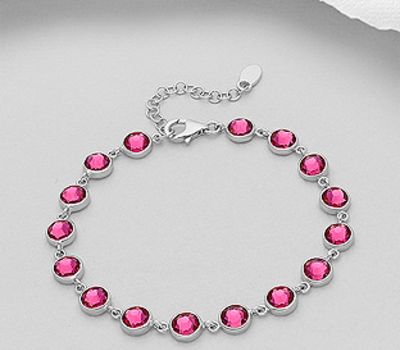 Sparkle by 7K - 925 Sterling Silver Bracelet Decorated with Fine Austrian Crystal