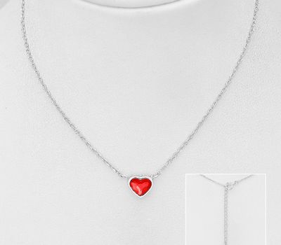 Sparkle by 7K - 925 Sterling Silver Heart Necklace, Decorated with Various Fine Austrian Crystals