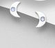 Sparkle by 7K - 925 Sterling Silver Moon Push-Back Earrings, Decorated with Fine Austrian Crystal