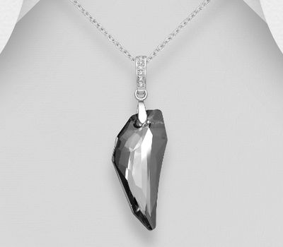 Şəkli böyütmək üçün tiklayın Sparkle by 7K - 925 Sterling Silver Pendant, Decorated with CZ Simulated Diamonds and Various Fine Austrian Crystal