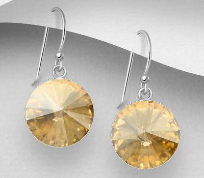 Şəkli böyütmək üçün tiklayın Sparkle by 7K - 925 Sterling Silver Hook Earrings Decorated with Fine Austrian Crystals