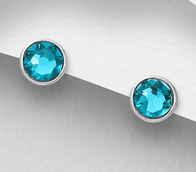 Malın səhifəsinə keç Sparkle by 7K - 925 Sterling Silver Push-Back Earring, Decorated with Various Color Fine Austrian Crystals