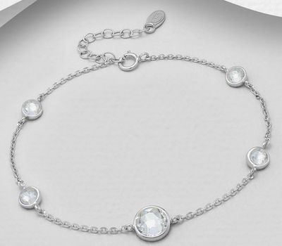 Sparkle by 7K - 925 Sterling Silver Bracelet Decorated with Fine Austrian Crystals