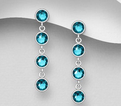 Malın səhifəsinə keç Sparkle by 7K - 925 Sterling Silver Dangle Push-Back Earrings Decorated with Fine Austrian Crystal