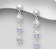 Sparkle by 7K - 925 Sterling Silver Dangle Push-Back Earrings Decorated with Fine Austrian Crystal