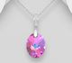 Sparkle by 7K - 925 Sterling Silver Oval Pendant, Decorated with CZ Simulated Diamonds and Various Fine Austrian Crystal
