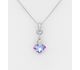 Sparkle by 7K - 925 Sterling Silver Necklace, Decorated with CZ Simulated Diamonds and Fine Austrian Crystal