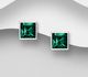 Sparkle by 7K - 925 Sterling Silver Square Push-Back Earrings Decorated with Fine Austrian Crystals