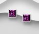 Sparkle by 7K - 925 Sterling Silver Square Push-Back Earrings Decorated with Fine Austrian Crystals