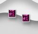 Sparkle by 7K - 925 Sterling Silver Square Push-Back Earrings Decorated with Fine Austrian Crystals