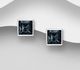 Sparkle by 7K - 925 Sterling Silver Square Push-Back Earrings Decorated with Fine Austrian Crystals
