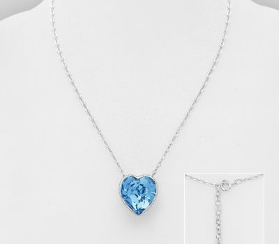 Sparkle by 7K - 925 Sterling Silver Heart Necklace Decorated with Fine Austrian Crystal