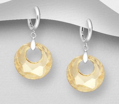 Şəkli böyütmək üçün tiklayın Sparkle by 7K - 925 Sterling Silver Hoop Earrings Decorated with Fine Austrian Crystal