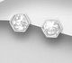 Sparkle by 7K - 925 Sterling Silver Hexagon Push-Back Earrings, Decorated with Fine Austrian Crystal