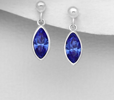 Sparkle by 7K - 925 Sterling Silver Push-Back Earrings Decorated with Fine Austrian Crystal