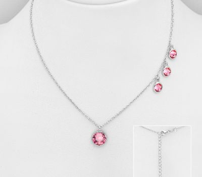 Sparkle by 7K - 925 Sterling Silver Necklace Decorated with Fine Austrian Crystals
