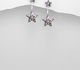Sparkle by 7K - 925 Sterling Silver Star Push-Back Earrings Decorated with Fine Austrian Crystals