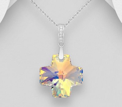 Sparkle by 7K - 925 Sterling Silver Pendant Decorated with Fine Austrian Crystal and CZ Simulated Diamonds