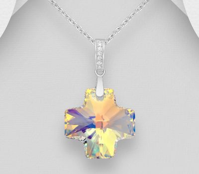 Şəkli böyütmək üçün tiklayın Sparkle by 7K - 925 Sterling Silver Pendant Decorated with Fine Austrian Crystal and CZ Simulated Diamonds
