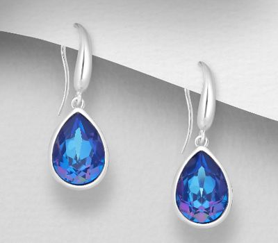 Şəkli böyütmək üçün tiklayın Sparkle by 7K - 925 Sterling Silver Hook Earrings Decorated with Fine Austrian Crystals