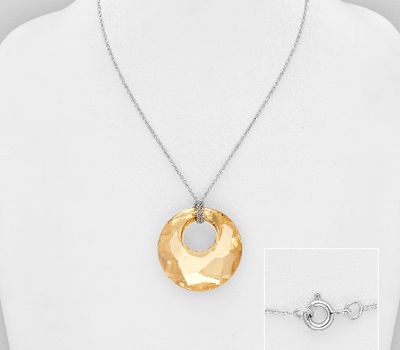 Şəkli böyütmək üçün tiklayın Sparkle by 7K - 925 Sterling Silver Circle Necklace Decorated with Fine Austrian Crystal